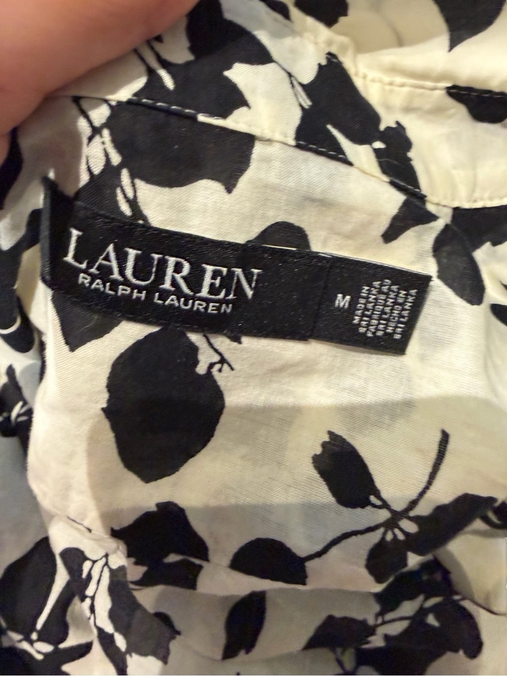 Lauren Ralph Lauren Black and White Floral Print Women’s Top